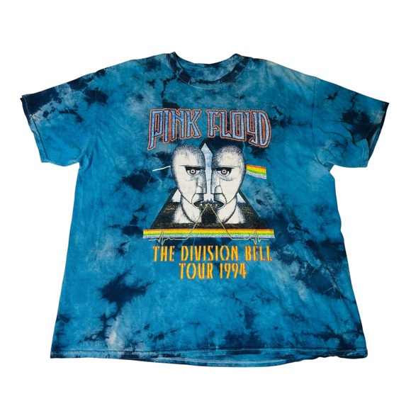Pink Floyd Division Bell Tour 1994 Tie Dye‎ Blue Graphic T-Shirt Size Large - Picture 1 of 6